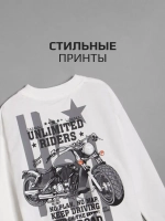 Белый лонгслив оверсайз для школы