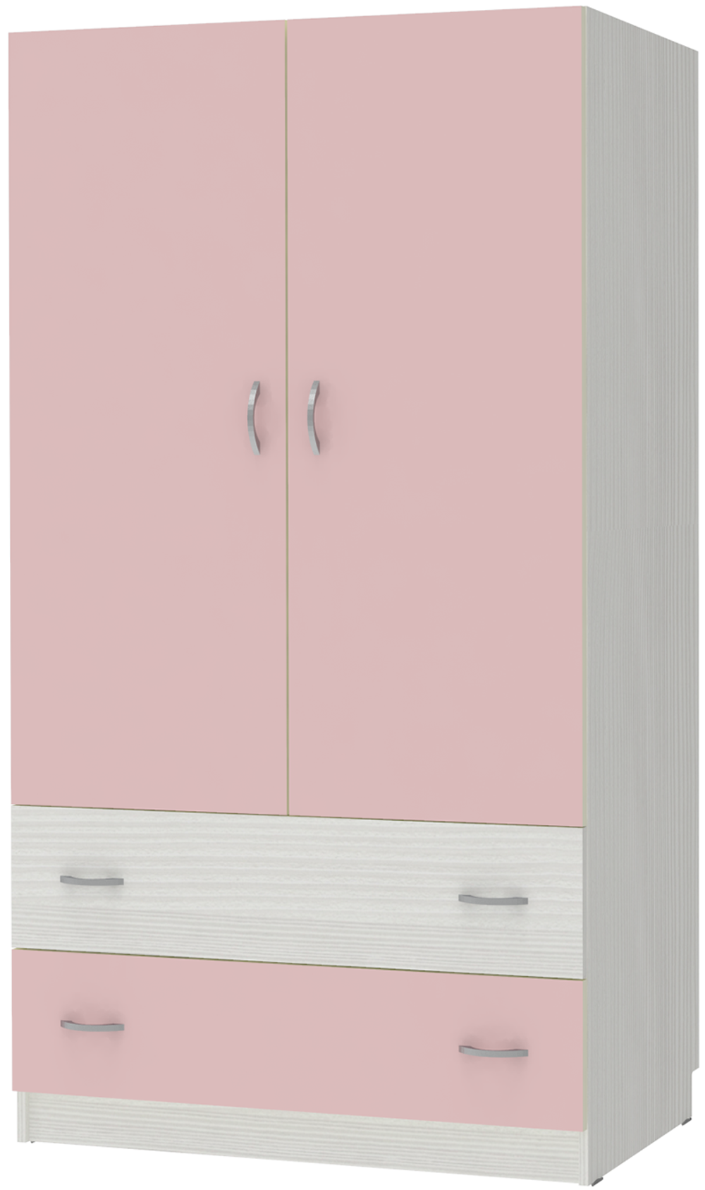 Шкаф 2-х створчатый КарИВи Кадет Белое Дерево Розовый