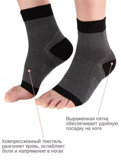 Компрессионный бандаж на голеностопный сустав эластичный при травмах, переломах, растяжении