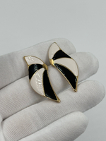 Серьги с чёрно-белой эмалью