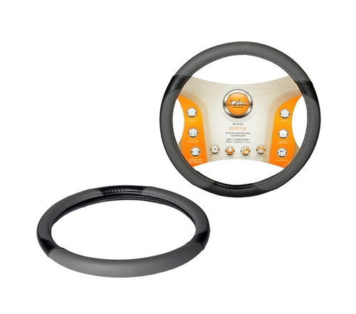 Оплетка руля M Airline иск.кожа с перфорацией черная-серая