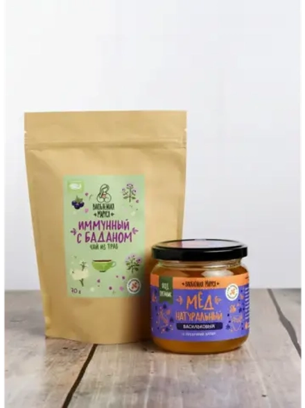 Набор иммунного чая с баданом и мёдом №4