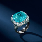 Кольцо с Турмалином Параиба и Бриллиантами, R0020-16/4