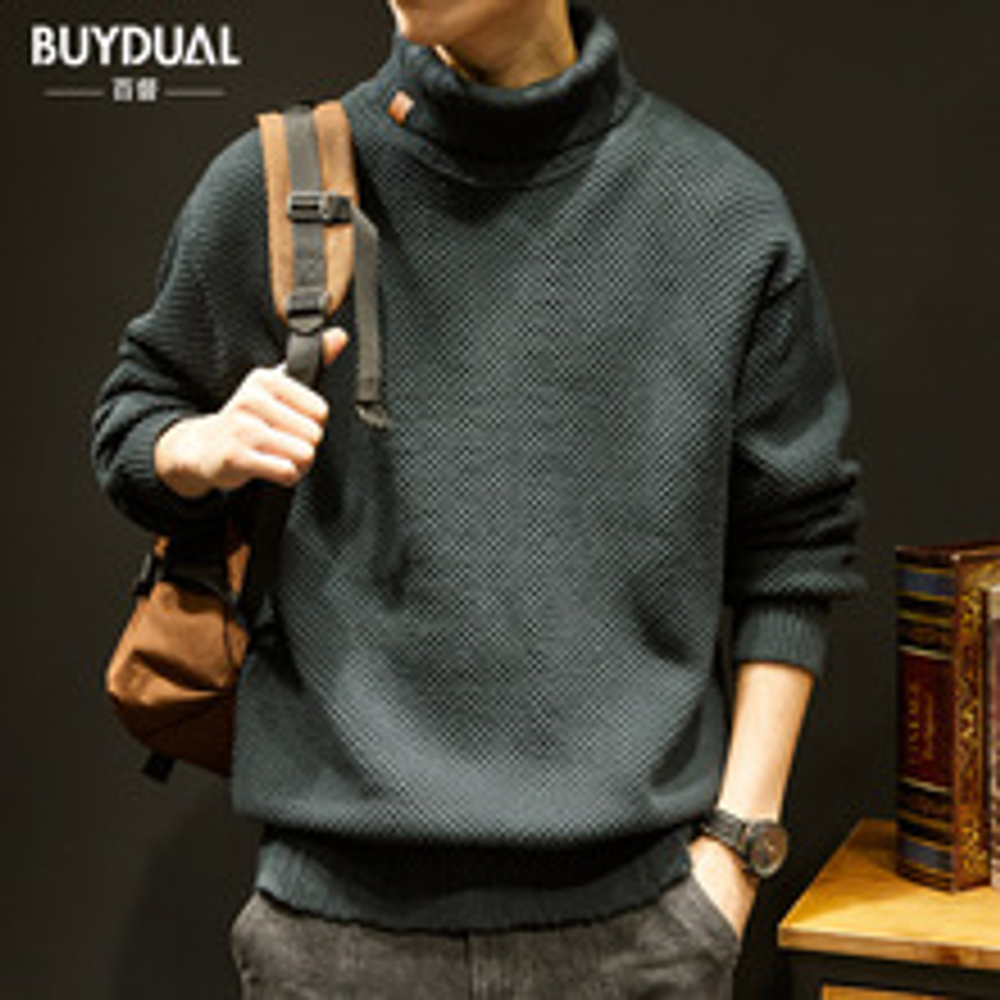Зимний плотный свитер крупной вязки с высоким воротом, мужской свободный модный брендовый Американский трикотаж в стиле ретро, осенне-зимний мужской свитер, куртка