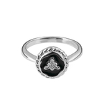Латунное кольцо "Трилистник с чёрной эмалью" silver