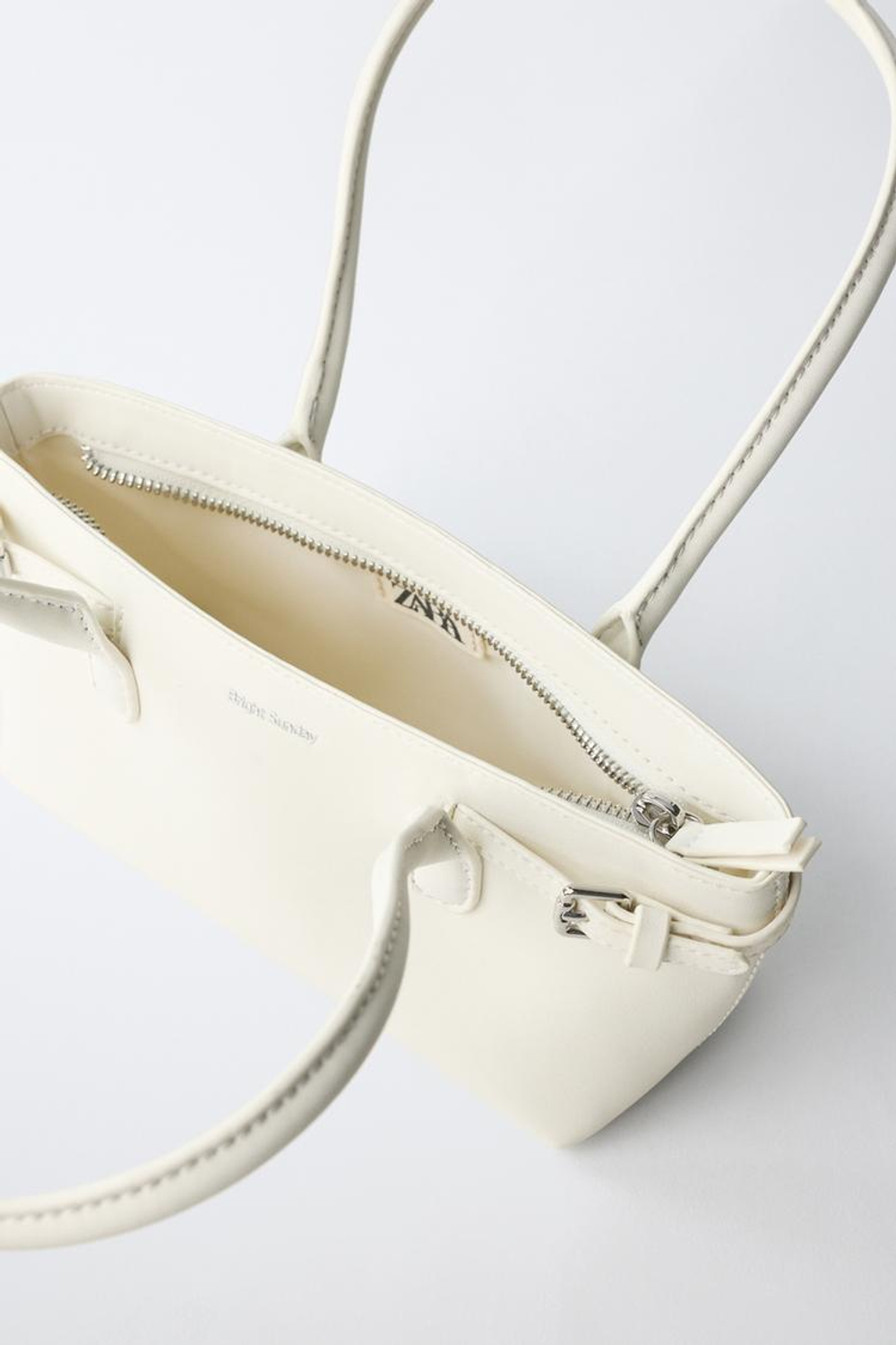 ZARA СУМКА С ПЛЕЧЕВЫМ РЕМНЕМ И ПРЯЖКАМИ, ЭКРЮ