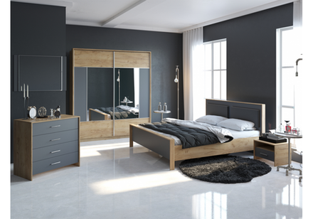 Кровать Woodville Тхан 180х200 дуб крафт золотой, антрацит