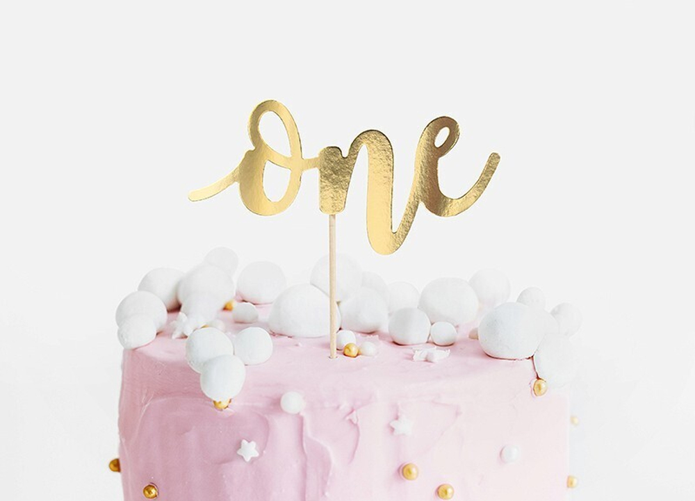 Топпер золотой "One" 1 шт.