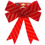 Бант на ёлку «Классика» золотая полоса 28*38 см, Красный