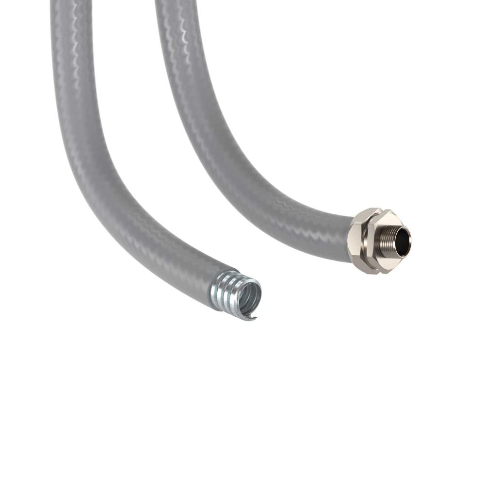 Металлорукав DN 12мм в гладкой ПВХ изоляции, Dвн 12,0 мм, Dнар 18,0, 50 м, цвет серый