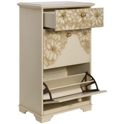 Тумба для обуви Терра-3 (с 3-мя ящиками) Айвори Мраморное золото