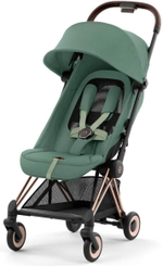 Коляска Cybex Coya Rosegold Frame Aton B2 i-Size Bay Blue Leaf Green с дождевиком и бампером