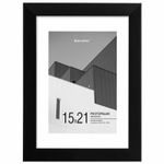 Рамка 15х21 см с паспарту 10х15 см небьющаяся багет 20 мм пластик BRAUBERG "New Age" черная (2 штуки в упаковке)