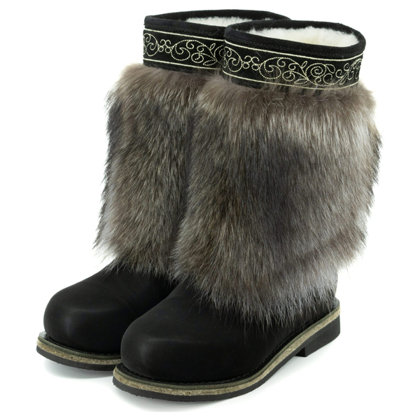 Унты женские из меха енота и кожи