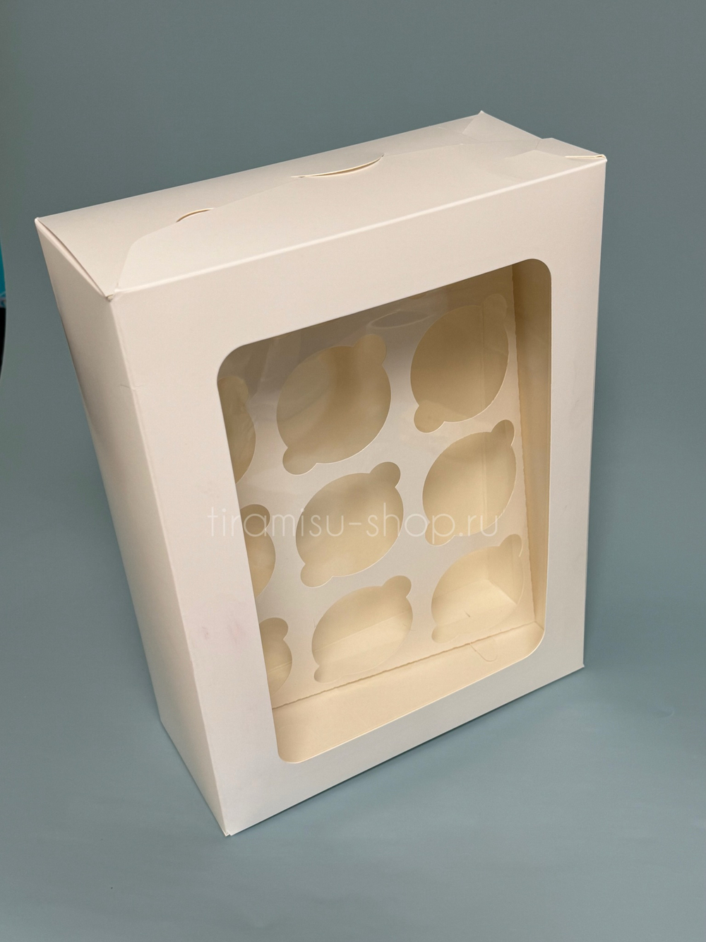 УЦЕНКА Коробка на 12 капкейков БЕЛАЯ, с окном 33 х 25 х 10 см