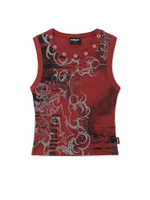 Топ Red Lost Grunge Print Vest With Eyelets At The Neckline