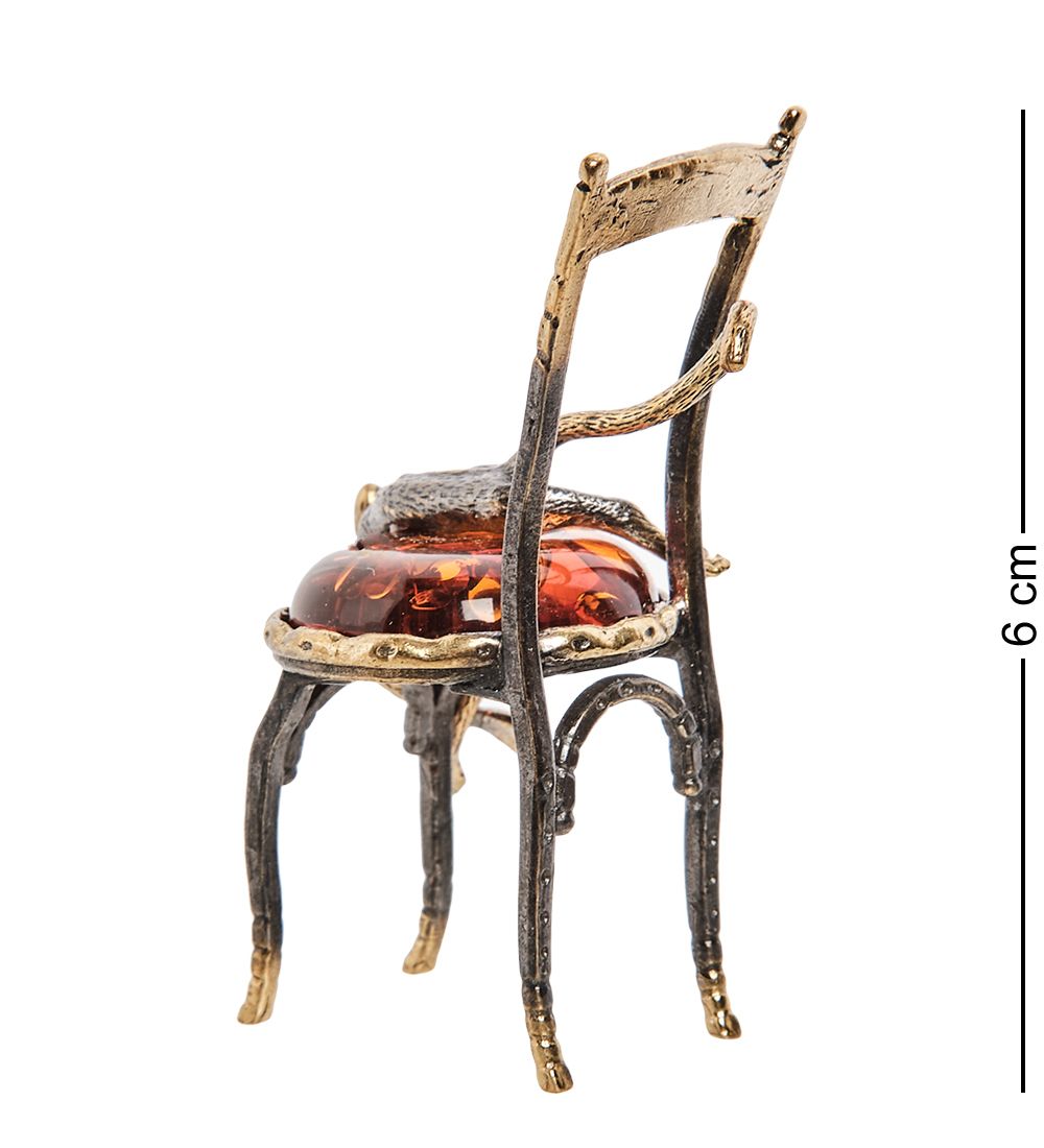 Народные промыслы AM- 365 Фигурка «Кот на стуле» (латунь, янтарь)