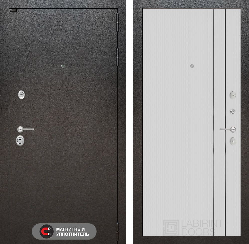 Входная дверь Лабиринт СИЛЬВЕР - 10 Белый софт рельеф