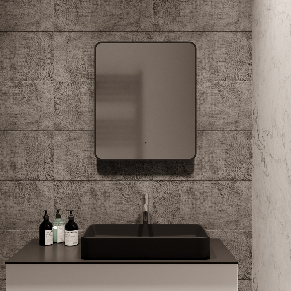 Зеркало MIXLINE "Инканто" 600*700 (ШВ) бесконтактный сенсор, светодиодная подсветка,черная окантовка