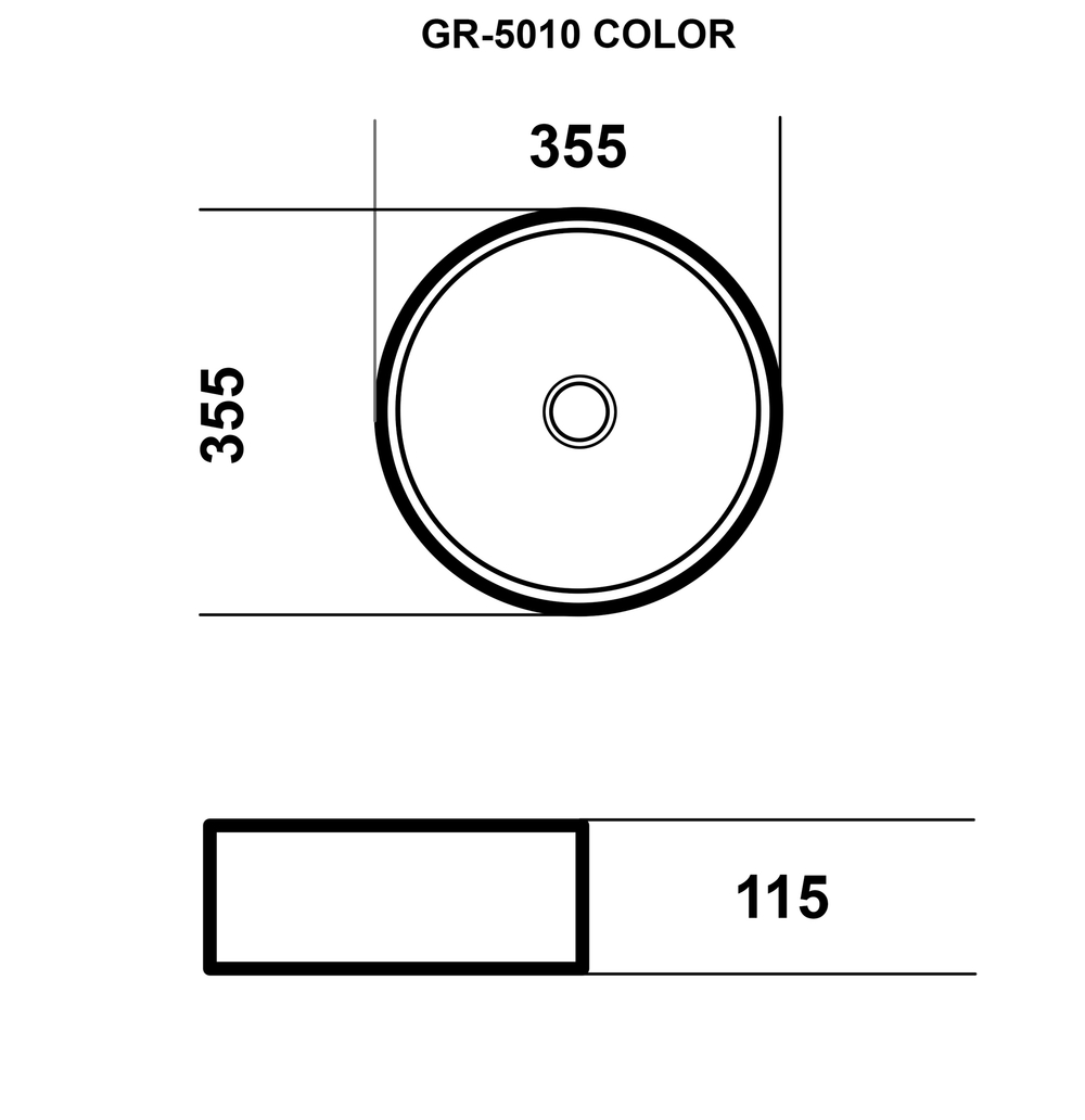 Раковина накладная 35,5 см Grossman GR-5010GB золото черная внутри