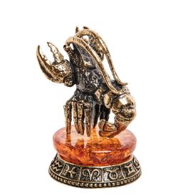 Народные промыслы AM-2742 Фигурка «Знак зодиака-Рак» (латунь, янтарь)