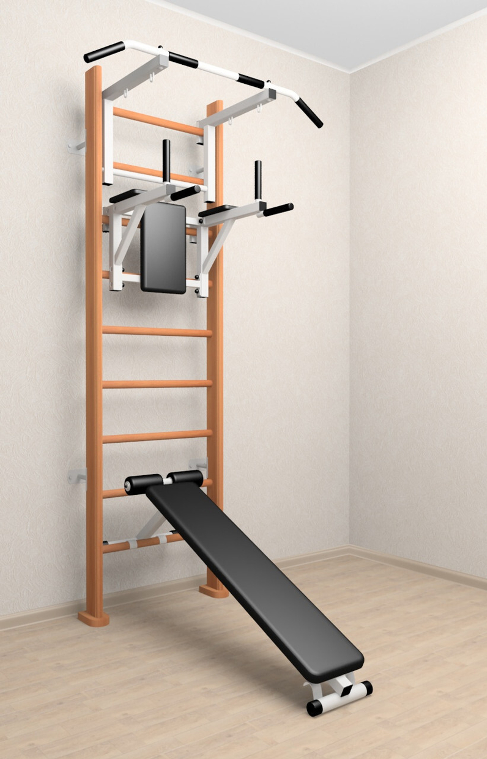 Деревянная шведская стенка Sv Sport 905о (Турник стандарт/Брусья/Скамья)