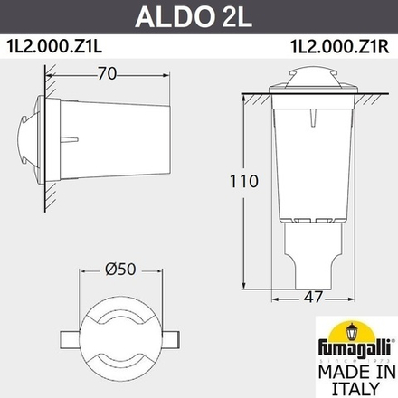 Грунтовый светильник светильник FUMAGALLI ALDO 2L 1L2.000.000.LXZ1L