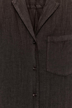 ZARA РУБАШКА ИЗ ЛЬНА С КАРМАНОМ — ZW COLLECTION, КОРИЧНЕВЫЙ