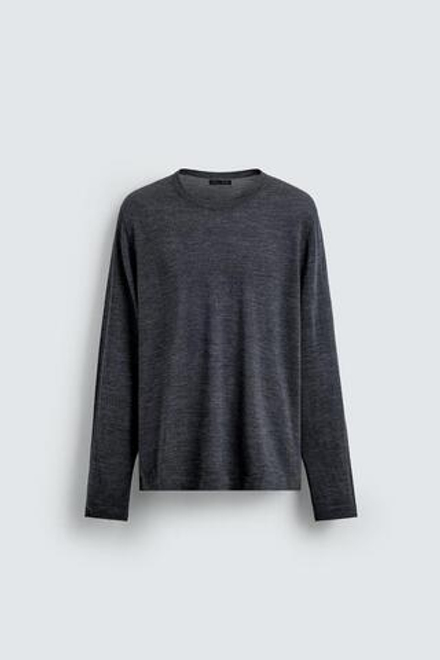 ZARA СВИТЕР ИЗ 100% ШЕРСТИ, АНТРАЦИТОВО-СЕРЫЙ