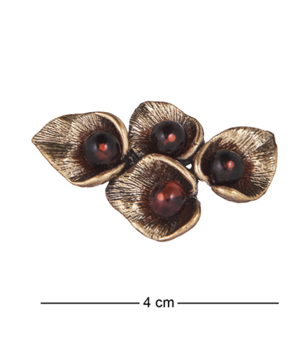 AM-4236 Брошь «Каллы Розе» (латунь, янтарь)