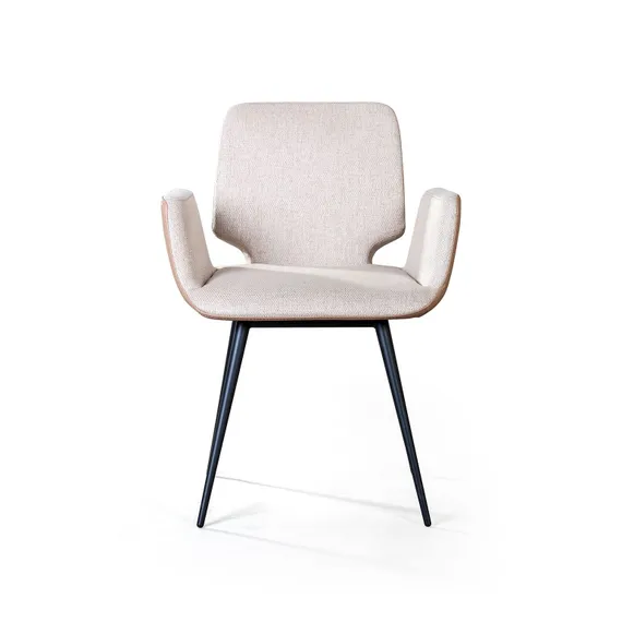 Стул с подлокотниками Adam бежевая рогожка и экокожа