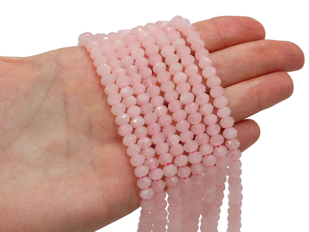 Бусины из розового кварца 6х4мм, рондель (10 шт)