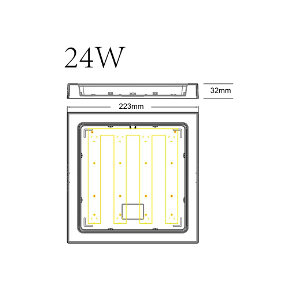 Светильник светодиодный ЭРА LED 20-24-4K накладной квадратный 24Вт 4000К | Downlight