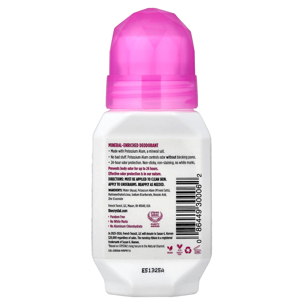 CRYSTAL, обогащённый минералами дезодорант с шариковым аппликатором, без запаха, 66 мл (2,25 жидк. унции)