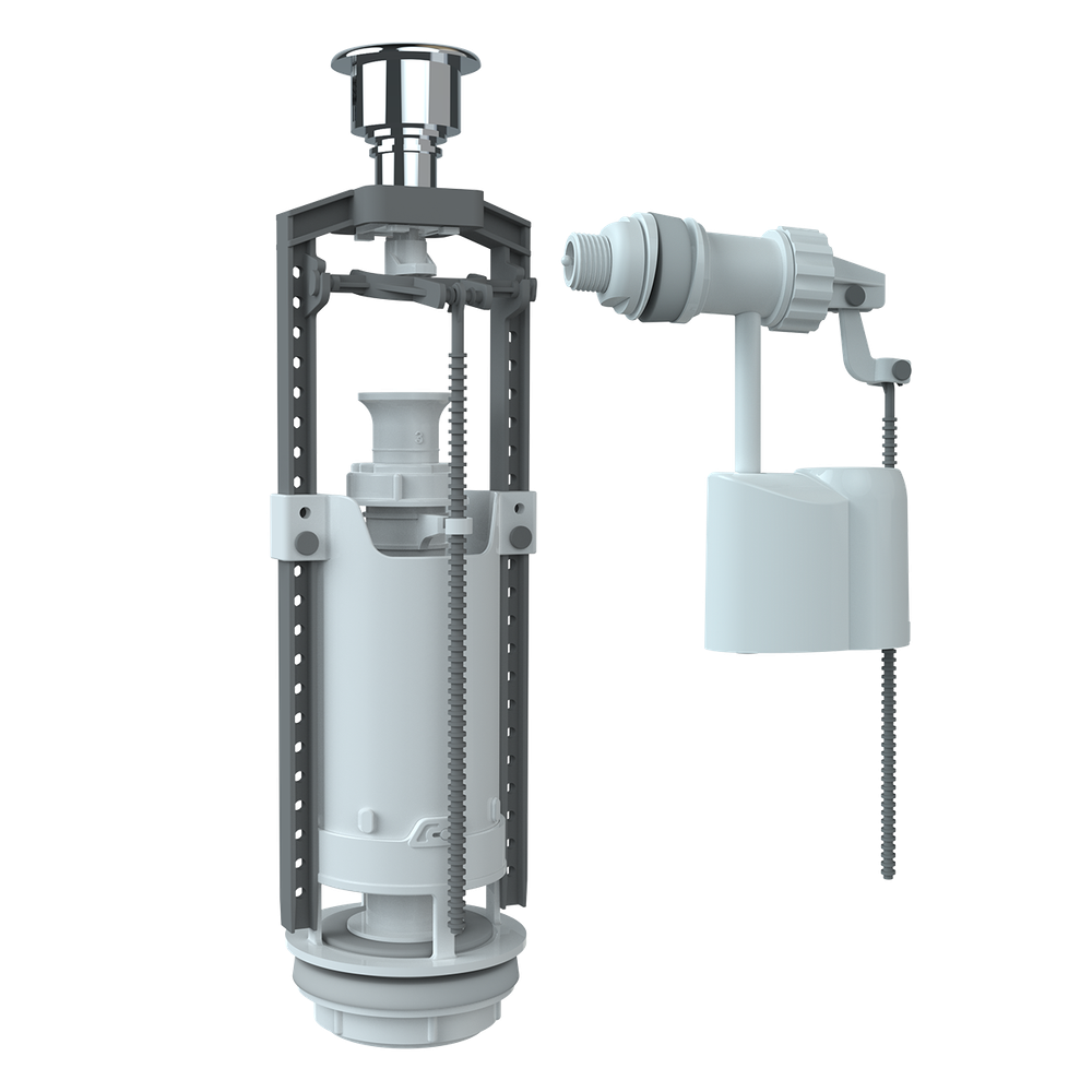 Комплект арматуры клапан спускной и наполнительный с боковой подводкой (кнопка хром) SM-B/H