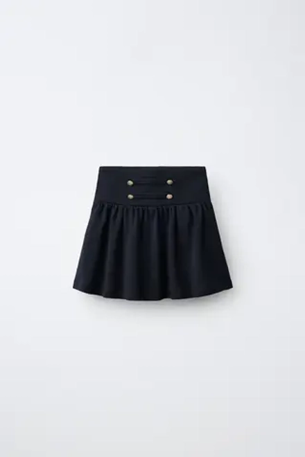 ZARA ЮБКА С ЗАСТЕЖКАМИ-КЛЕВАНТ И ПУГОВИЦАМИ, МОРСКОЙ СИНИЙ