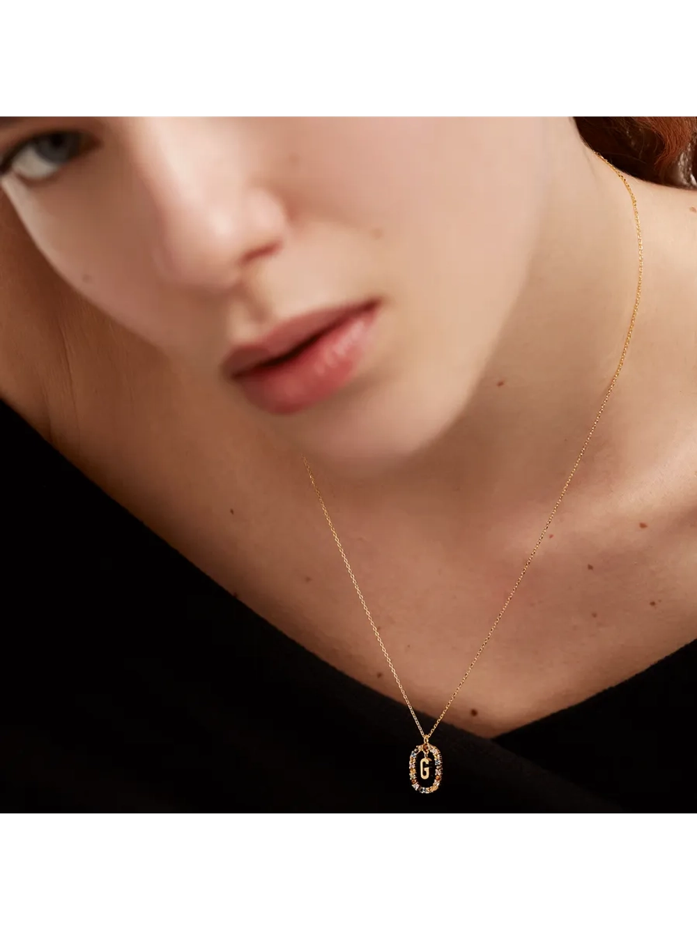 Колье Буква G серебро 925 пробы покрытое золотом