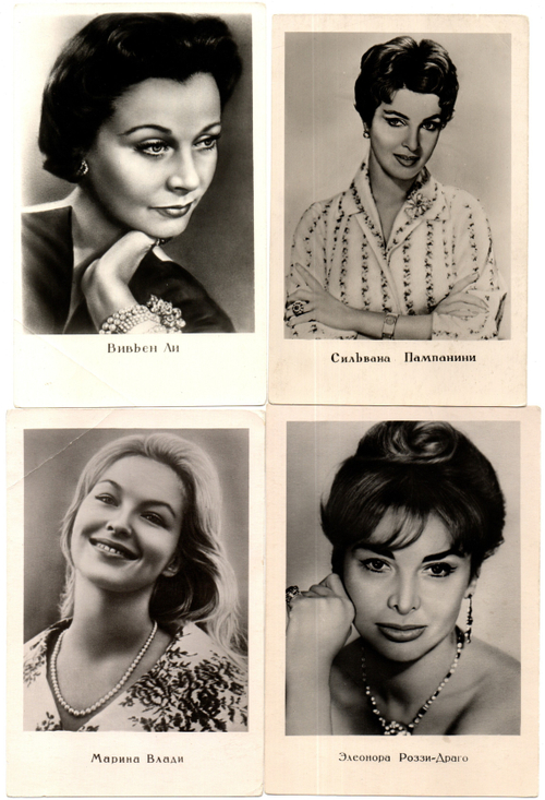 Фото актрисы зарубежного кино 1959-60 гг. 4 шт. VF
