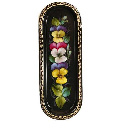 Жостовский поднос декоративный, размер 21х8 см (A4), металлический