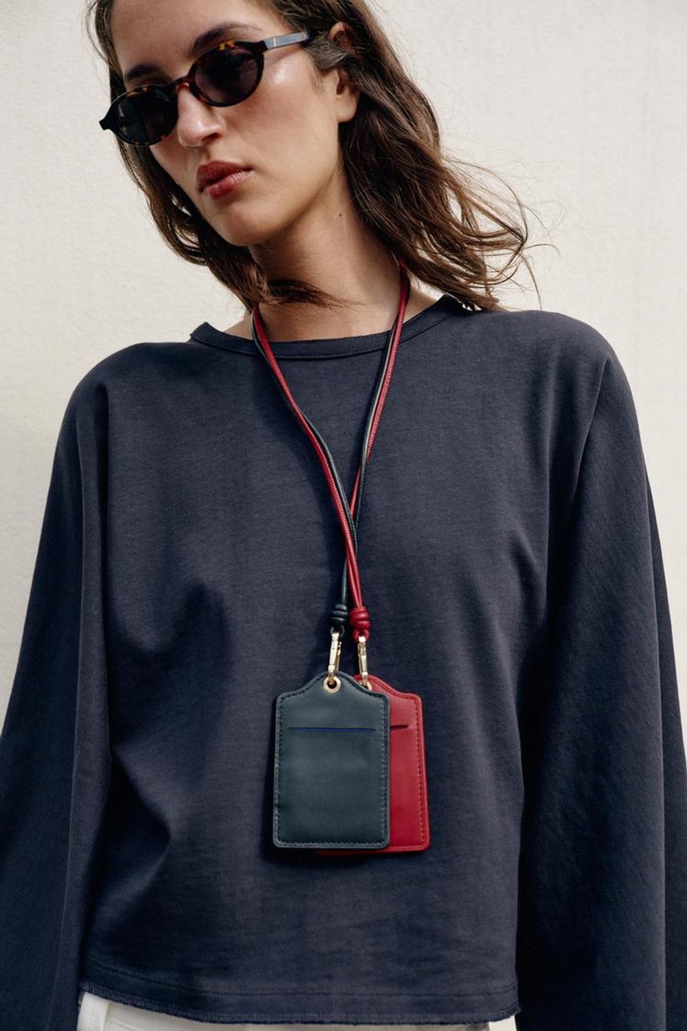 ZARA КОЖАНЫЙ КАРТХОЛДЕР, ЧЕРНЫЙ