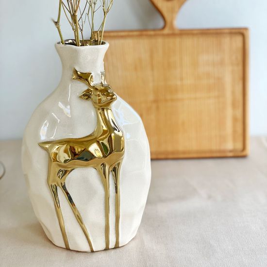 Ваза керамика "Золотой олень", 4×14,5×23 см
