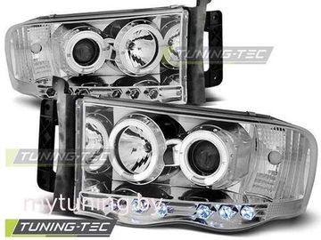 Передние фары angel eyes chrome для Dodge Ram 02-06