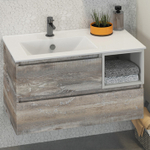 Comforty. Тумба-умывальник Турин-90L дуб бежевый с раковиной Comforty 9090EL
