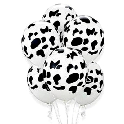 Шар с гелием 30см Пятна ЧЕРНЫЕ на белом