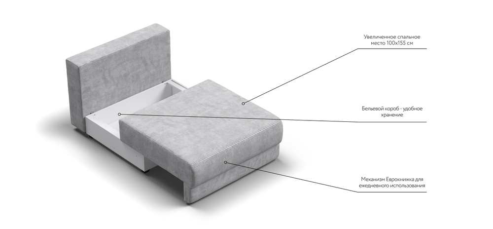 Ричмонд Модуль спальное место Вельвет Корд серый