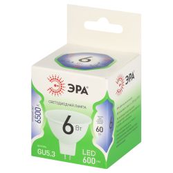 Лампа светодиодная ЭРА GREEN LINE LED MR16-6W-865-GU5.3 GL 6Вт софит холодный свет GU5.3 | Лампы cветодиодные Точечные (Софиты) (MR, PAR)