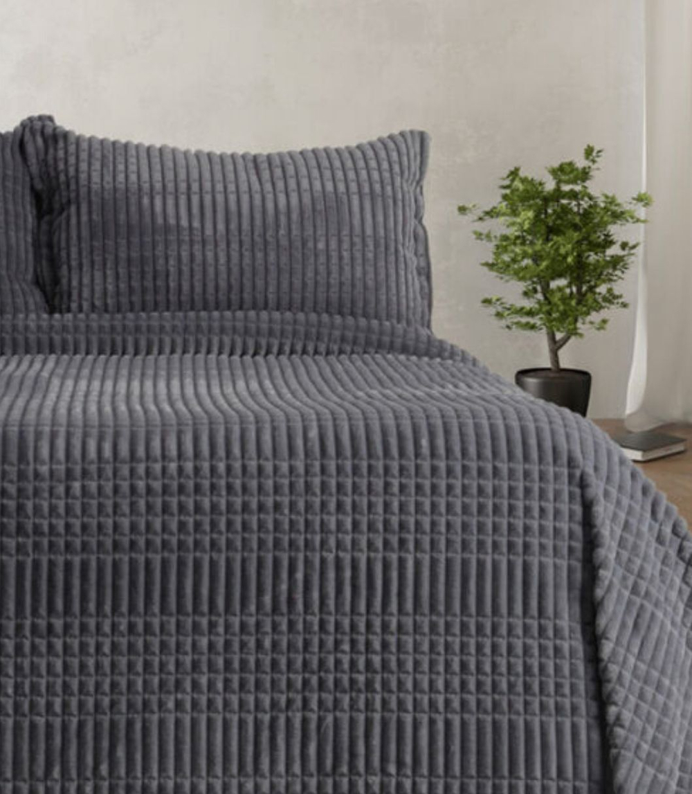 ZEPHYR HOME Merinos Покрывало 220х240 Велюр теmно сеpый