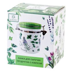 Банка для сыпучих продуктов (клипс) " " 14*10*15см. v=630мл. (керамика)