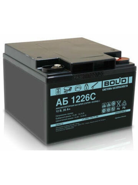 АБ 1226С Напряжение 12В. емкость 26 Ач. Срок службы 12 лет  Тип с