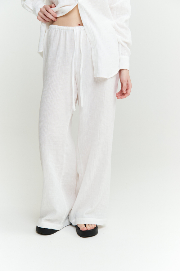Муслиновые брюки молочные